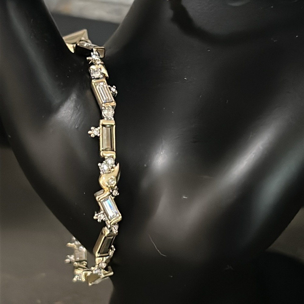 ALEXIS BITTAR large hoop earrings gold tone with crystal accents